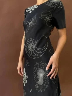 Short Sleeve Bias Dress Fibonacci - Black