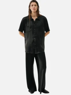 Short Sleeve Boyfriend Shirt - Black