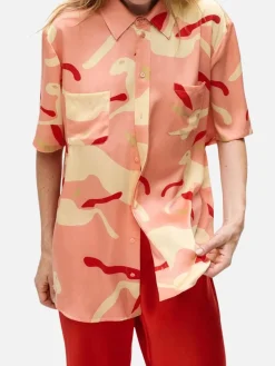 Short Sleeve Boyfriend Shirt - Rabbit Amaranth