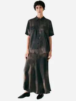 Short Sleeve Boyfriend Shirt - Smoke