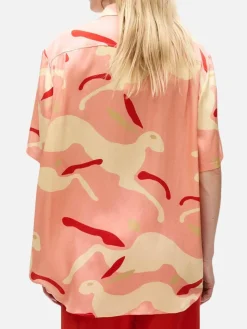 Short Sleeve Boyfriend Shirt - Rabbit Amaranth