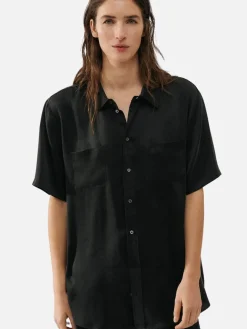 Short Sleeve Boyfriend Shirt - Black