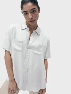 Short Sleeve Boyfriend Shirt - White