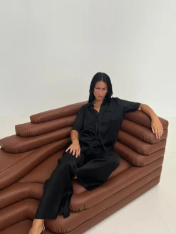 Short Sleeve Boyfriend Shirt - Black