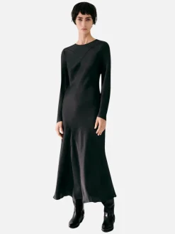 Splice Full Sleeve Bias Dress - Black