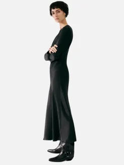 Splice Full Sleeve Bias Dress - Black