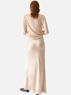 Splice Long Bias Cut Skirt - Hazelnut