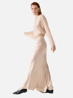 Splice Long Bias Cut Skirt - Hazelnut