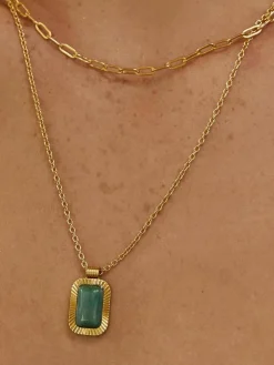 Teo Gold Necklace - Jade