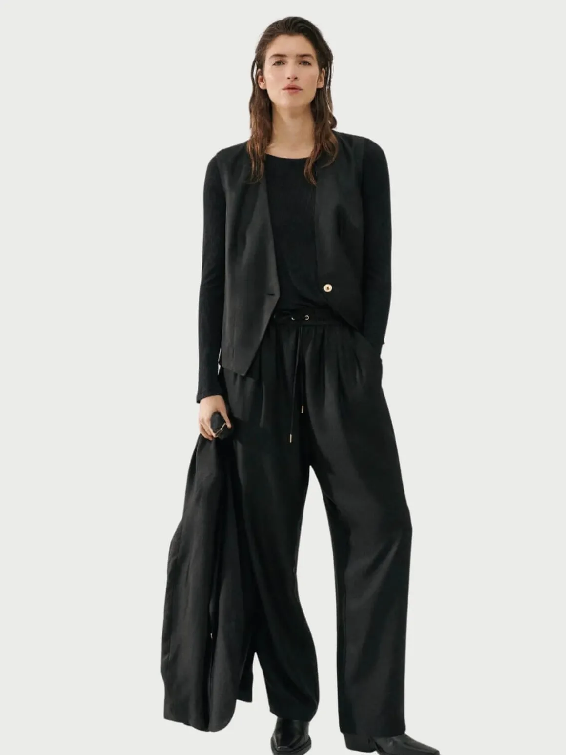 Twill Slouch Vest - Black