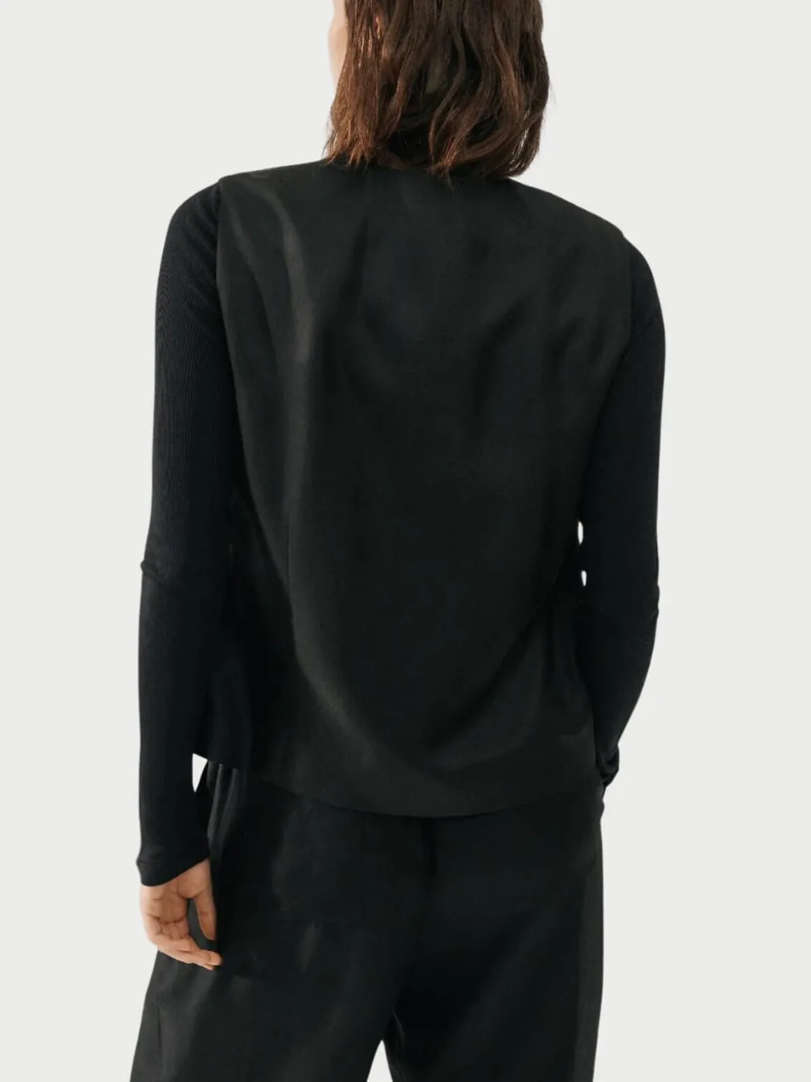 Twill Slouch Vest - Black