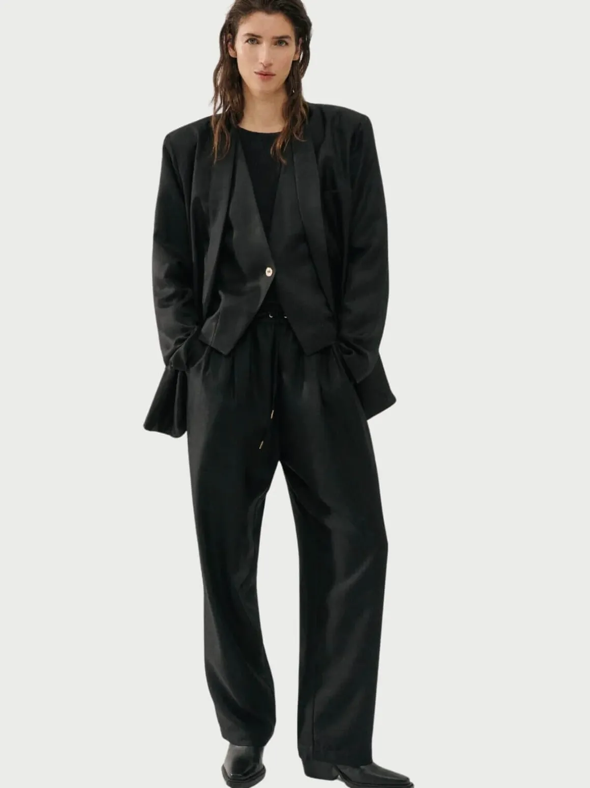 Twill Slouch Vest - Black