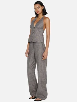 Zuri Straight Leg Pant - Taupe/Ivory Stripe
